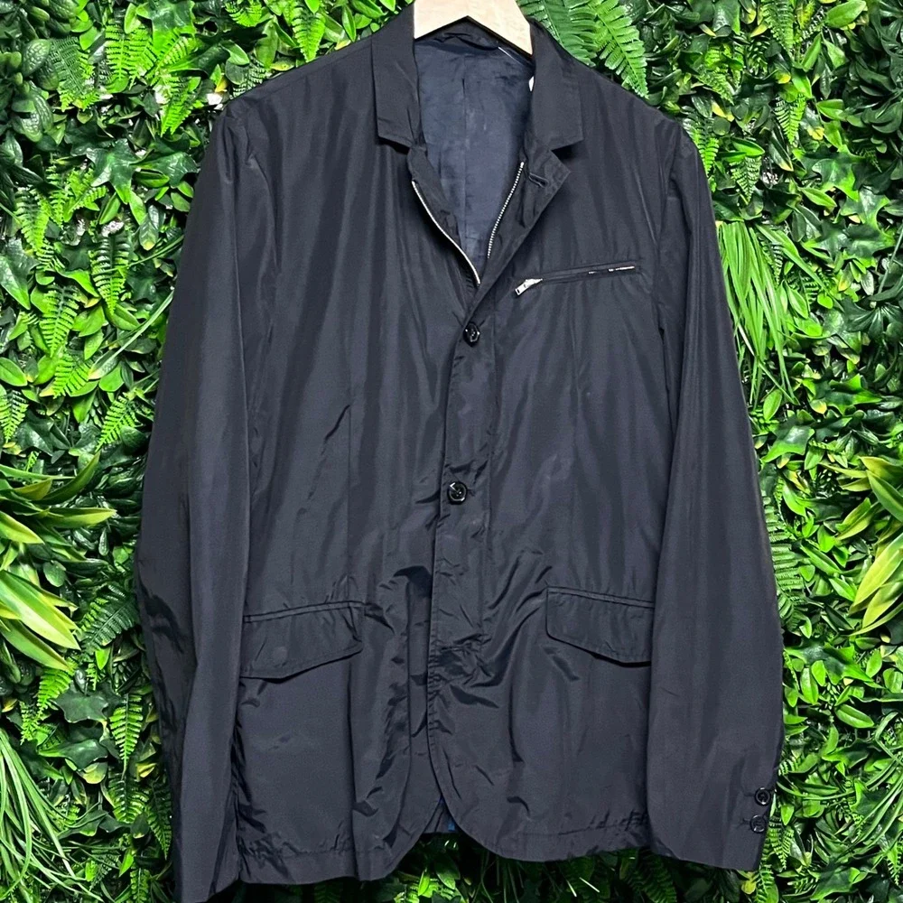 Matinique‎ Lab George Zip Blazer Mens 42 Blue Technical Nylon Hybrid Jacket 3826